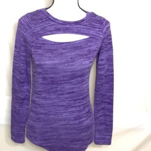 Juicy Couture Purple Long Sleeve Slice Chest Front Top